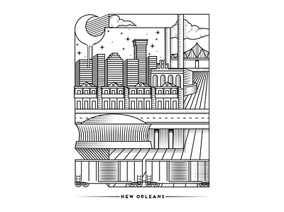 New Orleans Lines art design digital digital illustration illustration line art line work lines linestyle train trains vector
