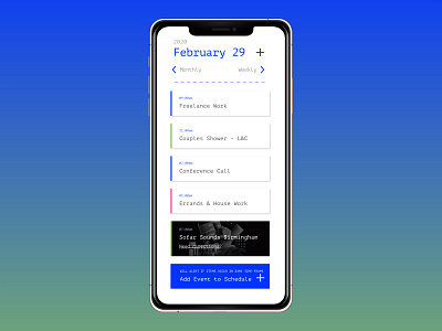 Daily UI Challenge 071 - Schedule app dailyui dailyuichallenge design ios schedule schedule app ui ux