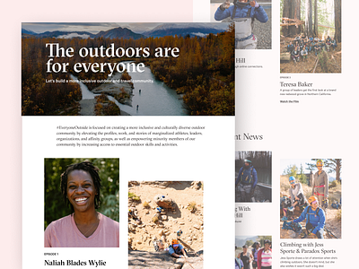 Everyone Outside Microsite equity films inclusion microsite outbound outdoors travel web design webflow