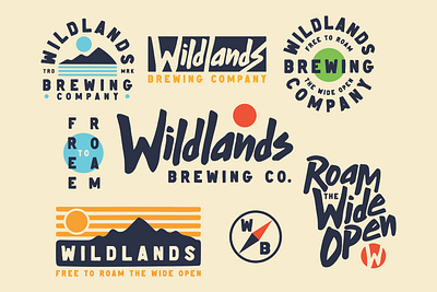 Wildland Brewing Brand Identity badge badge design beer beer branding brand identity brand identity design branding branding design brewery brewery branding craftbeer design illustration logo logo design roam typography wide open wild wildlands