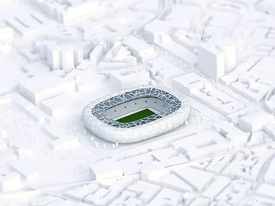 Stadium 3d central cinema 4d city concept design lowpoly map white whitepaper whitespace