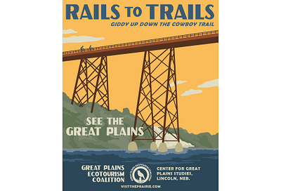 Rails to Trails art bike branding design graphic design illustration nature poster poster art poster design vector