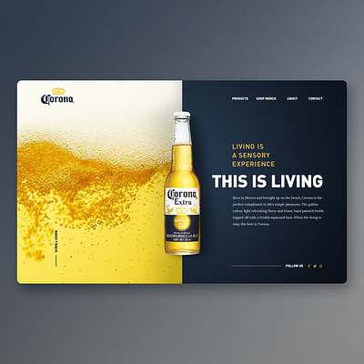 Corona beer landing page UI app design beer beer website clean design clean ui concept graphic design homepage landingpage ui uidesign ux uxdesign webdesign website design