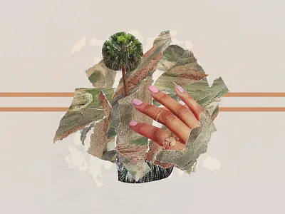 Always Reaching for Paradise 🌴 collage hand palm palm tree paper poster torn paper