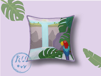 Parrot Pillow adobe illustrator ai art character design illustration jungle parrot vector vector art waterfall