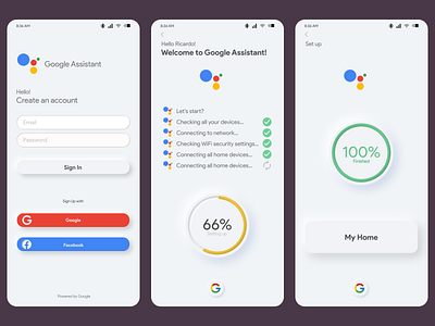 Google App Assistant Concept Project app app design branding design illustration mobile app mobile ui neomorphism ui ux uxuidesign