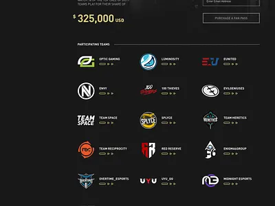 Call of Duty World League: London Event Site data esports event gaming home homepage layout sports tournament