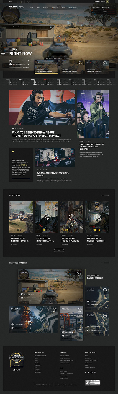 Call of Duty World League: London Fan Site data esports event gaming home homepage hub layout sports tournament