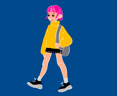 PinkGirl art catlovers character design concept design girl girl illustration illustration