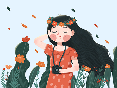 Spring design flat girl illustraion illustration