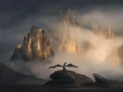 Dragon everywhere artwork background concept concept art dragon illustration landscape mountain nature procreate