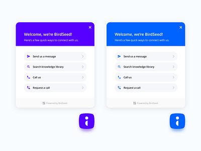 BirdSeed panel button exploration birdseed button chat chatbot clean drift fresh help intercom message minimal modern panel simple ux vibrant widget