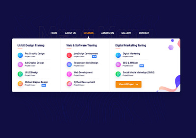 mega menu design creative design gradients icon illustration logo menu menu design ui ux web