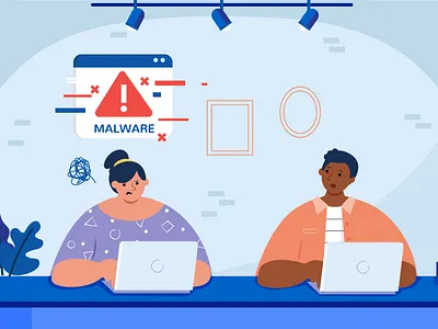 CyberCrime for businesses blue business cafe characters computer cyber cyber breaches cybercrime cybersecurity digital glitch hacker laptop malware network office start up startup