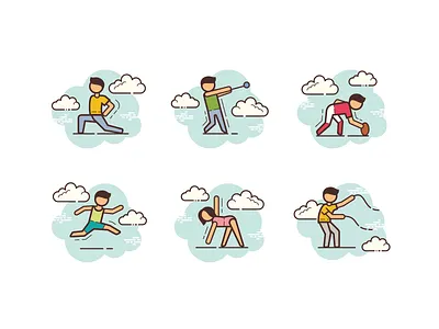 cloud sport american football art artwork design fitness gymnastics hammer throw icon illustration jumping man people sport stretching ui vector web