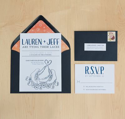 Roller-skate Wedding Invites handlettering invitations roller skate wedding