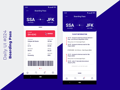 Daily UI #024 - Boarding Pass adobe illustrator adobexd airplay app dailyui design graphic design minimal mobile ui new york travel ui ux