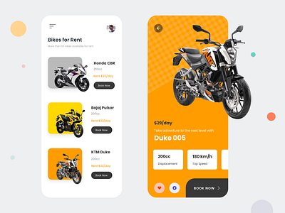 Rent a bike - Mobile App | Free UI Kit adventure bike bike ride bikers bikes booking booking app bookings brand design branding illustrations mobile mobile app mobile app design mobile design mobile ui rent a bike saransh verma uidesign uxdesign