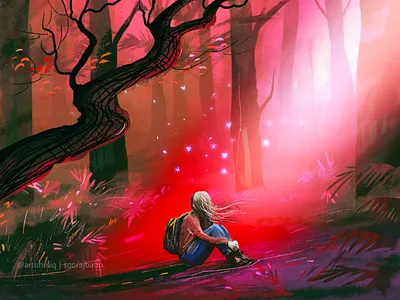 Lost soul & the ray of hope illustration digitalart