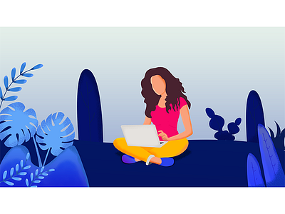 Girl with laptop branding design illustration laptopgirl ui ux website