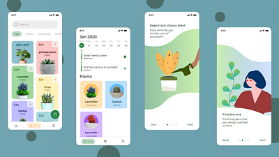 Folia app illustraion mobile plant ui