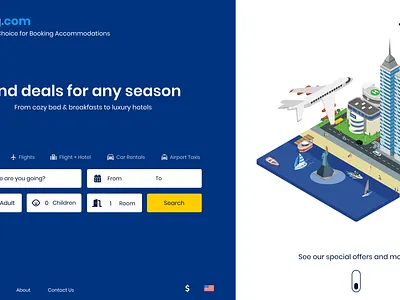 Booking.com landing page redesign illustraion landingpage redesign ui web