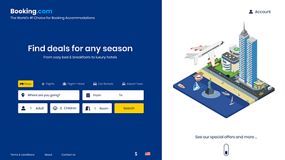 Booking.com landing page redesign illustraion landingpage redesign ui web