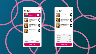 Shopping cart app design mobile ui