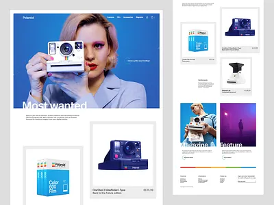 Polaroid site asset creation cameras creative design ecommerce image manipulation layout polaroid responsive design ui design web design
