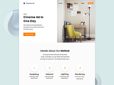 Learn Cinema 4d adobexd cinema cinema4d dailyui design figma figmadesign hero landing learn logo method rendering signup tutorial ui uidesign uiux