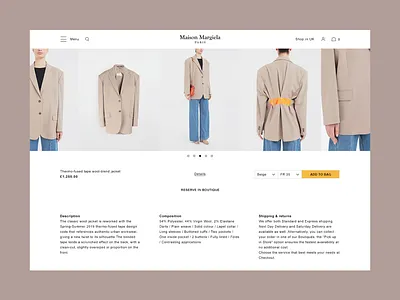 MM Item Page design digital ecommerce fashion gallery item page ui ux web webdesign website