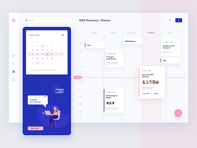 Pharmacy App Calendar app dashboard illustration objectivity pharmacy sketch ui ux