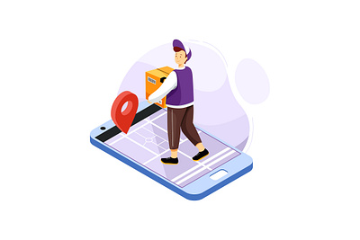 Online Delivery Tracking Application app bicycle box carry courier delivery drone express illustration kit logistic mobile on boarding package service shipment superman transport ui vector