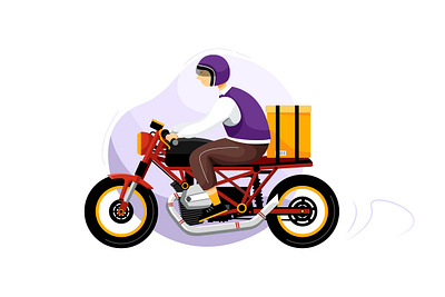 Motorcycle Delivery Service Vector Illustration app bicycle box carry courier delivery drone express illustration kit logistic mobile on boarding package service shipment superman transport ui vector