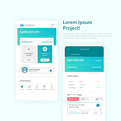 Lorem Ipsum Project app cellular clean design financial ui ux