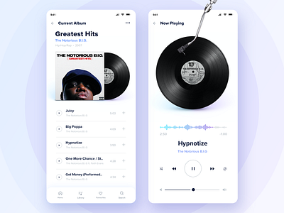 Music App Vinyl Player Concept app app design biggie biggie smalls dailyui design music music player notorious big ui ui design ui ux vinyl vinyl player vinyl record