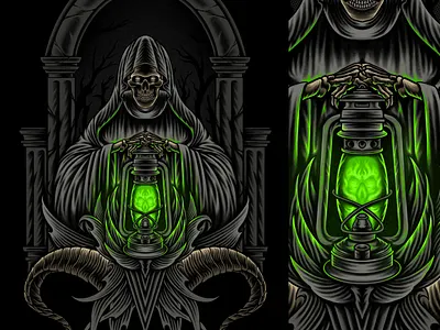 grim reaper art artwork design drawing graphic graphic art grim reaper illustration illustrator lamp ornament skull skull art