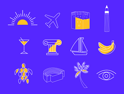 iconset for a coastal city flat design icon set ui uı design vector illustration