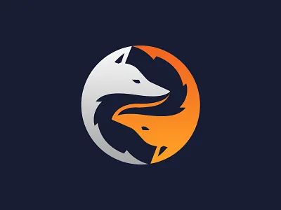 Yin Yang Fox Logomark fox fox logo grey icon modern orange simple yin yang