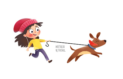 With dog adventure animal illustration cartoon illustration characterdesign childrenbook childrenillustration dog drawing illustration kids book