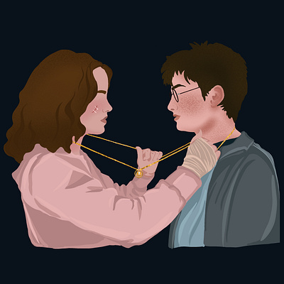 Harry and Hermiona app art artist artwork branding design harrypotter illustration logo potter vector