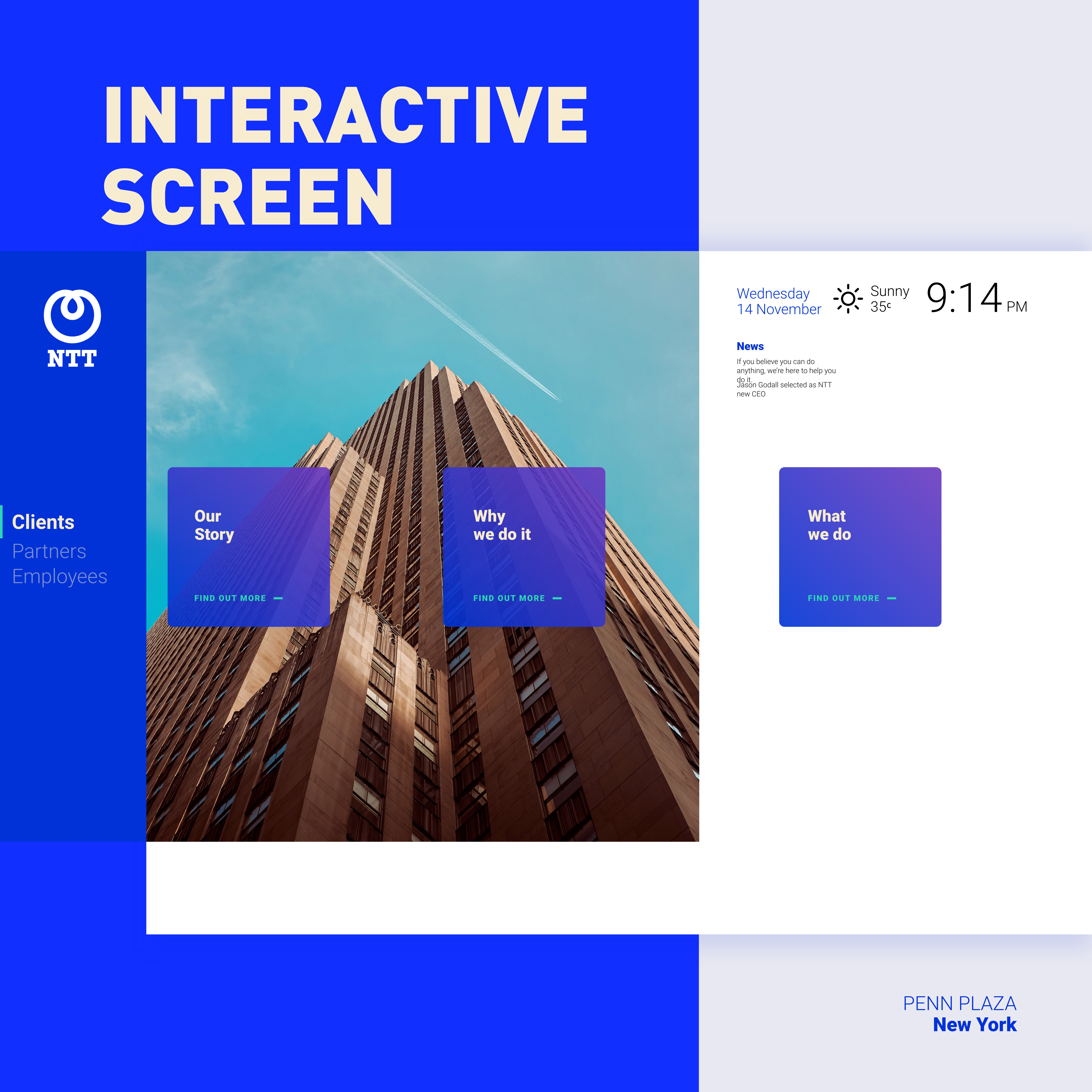 Example of NTT - Corporate interactive screens