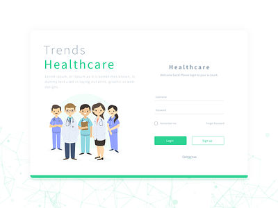 Healthcare Web Login Page UI Design applicaiton branding design design app doctor dribbble landing ui ux web webdesign