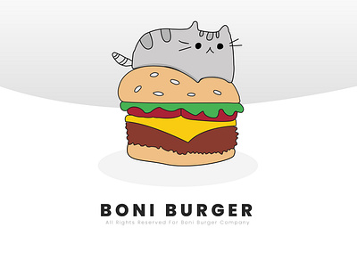 Boni Burger cat cat logo design hamburger hamburgers illustration minimal minimalist ui ux