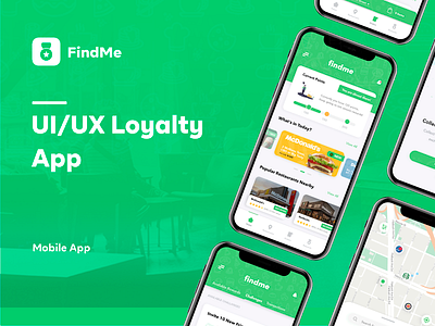 FindMe | UI/UX Loyalty App adobe xd animation app app design behance branding clean flat food graphic design illustration ios minimal mobile mobile app product design ui uidesign ux vector