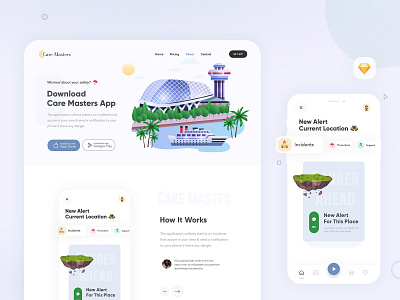 Safety Product Design android design branding clean clean creative design illustration ios iosapp landing page landing page design mobile app mobile ui modern safety app sketch ui uidesign uiuxdesign uxdesign uxui