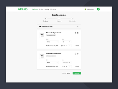 Create an order from scratch checkout checkout page dropdown order order details order fulfillment order management orders print on demand printify tshirts