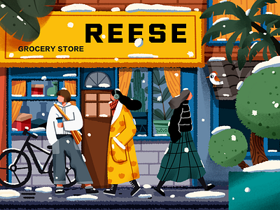 Reese branding design flat illustration plants stores typography