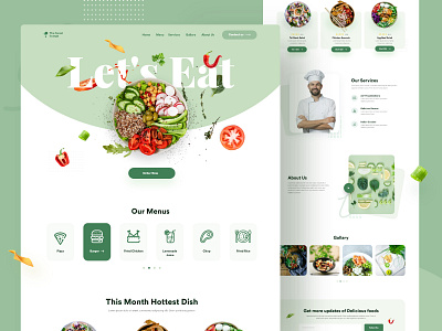 Restaurent Landing Page app clean food food app food design illustration interface landing landing page minimal nazmul product product design restaurant ui uigeek uiux ux web website