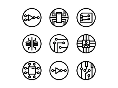 Electrical Icon Set Outline Style artificialintelligence circuit computer design electric electricity electronic electronics icon icon set icons icons pack iconset processor